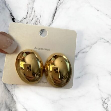 PENDIENTES BOTON DORADO BRILLO - Imagen 1