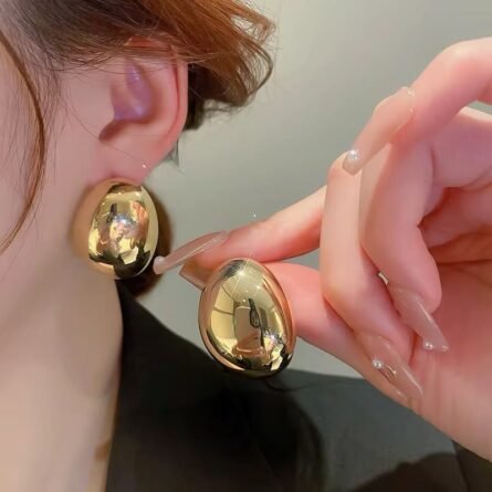 PENDIENTES BOTON DORADO BRILLO - Imagen 3